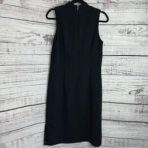 Vintage Mica Dress Womens Size 10 Black sheath midi mandarin collar made in USA